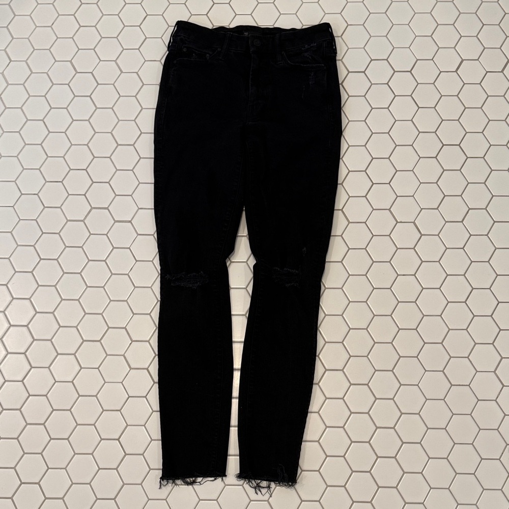 MOTHER looker ankle Fray Women's Dark Skinny Jeans
